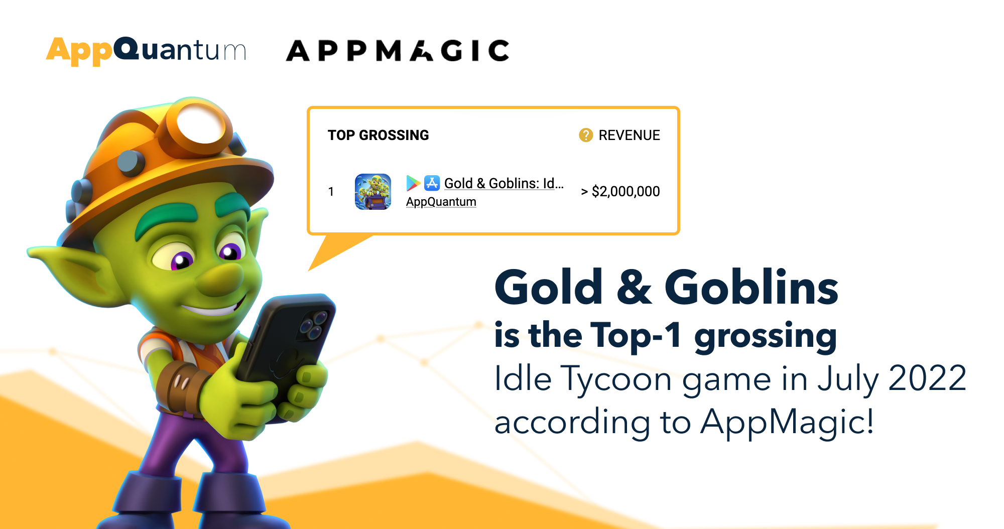 Gold & Goblins is the Top-1 Grossing Idle Tycoon Game in July 2022 -  AppQuantum - Mobile Game Publisher